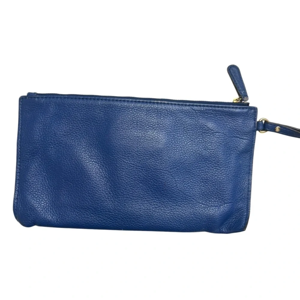 Michael kors blue leather wristlet clutch bag